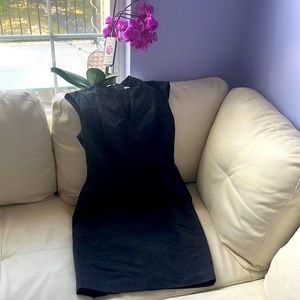 High collar v neck grey size 8 Calvin Klein sheath dress.